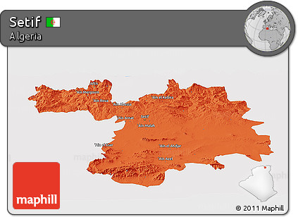 Political Panoramic Map of Setif, single color outside