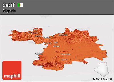 Political Panoramic Map of Setif, single color outside