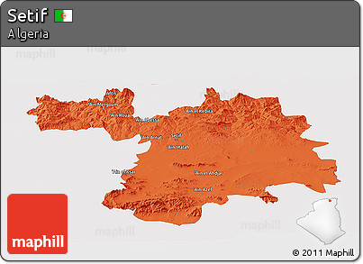 Political Panoramic Map of Setif, single color outside