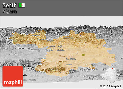 Satellite Panoramic Map of Setif, desaturated