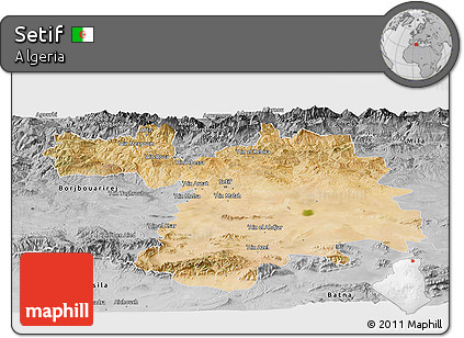 Satellite Panoramic Map of Setif, desaturated