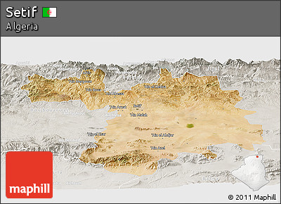 Satellite Panoramic Map of Setif, lighten, semi-desaturated