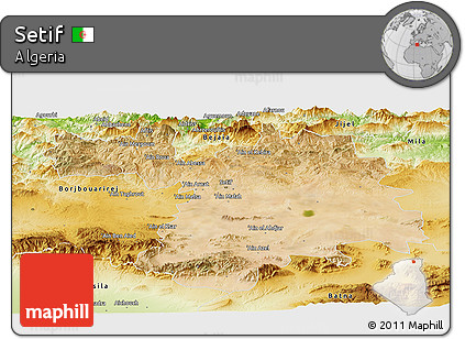 Satellite Panoramic Map of Setif, physical outside