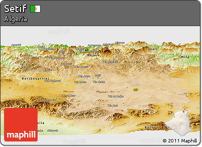 Satellite Panoramic Map of Setif, physical outside