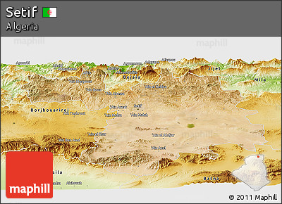 Satellite Panoramic Map of Setif, physical outside