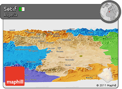 Satellite Panoramic Map of Setif, political outside