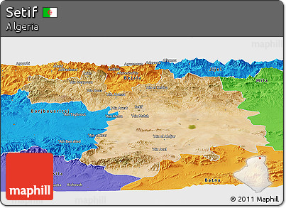 Satellite Panoramic Map of Setif, political outside