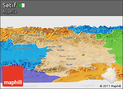 Satellite Panoramic Map of Setif, political outside