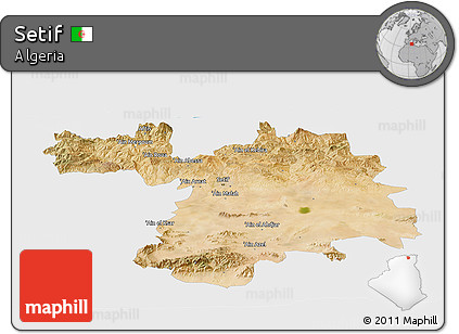 Satellite Panoramic Map of Setif, single color outside