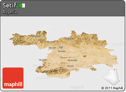 Satellite Panoramic Map of Setif, single color outside
