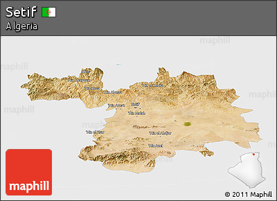 Satellite Panoramic Map of Setif, single color outside