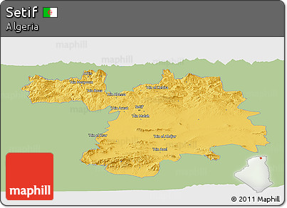 Savanna Style Panoramic Map of Setif, single color outside