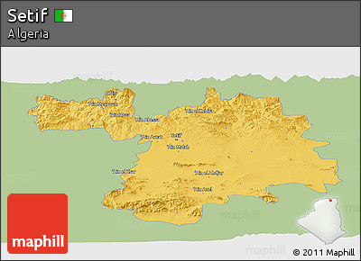 Savanna Style Panoramic Map of Setif, single color outside