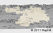 Shaded Relief Panoramic Map of Setif, darken, desaturated