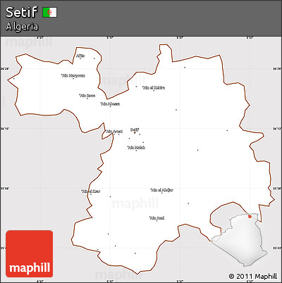 Classic Style Simple Map of Setif, cropped outside