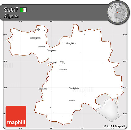 Classic Style Simple Map of Setif, cropped outside