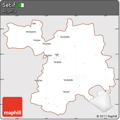 Classic Style Simple Map of Setif, cropped outside