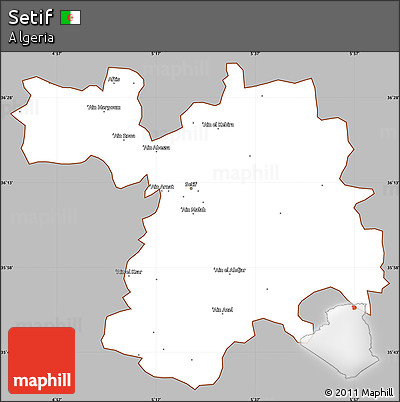Gray Simple Map of Setif, cropped outside