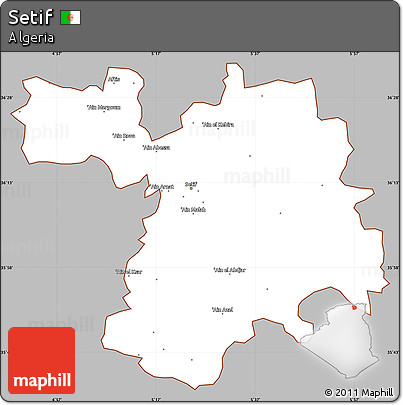 Gray Simple Map of Setif, cropped outside