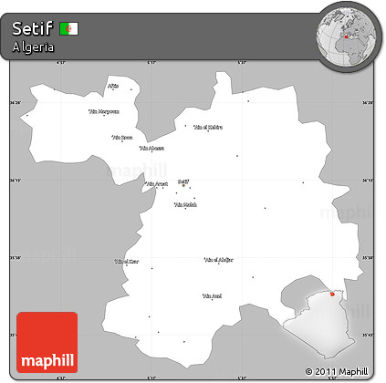 Gray Simple Map of Setif, single color outside
