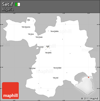 Gray Simple Map of Setif, single color outside