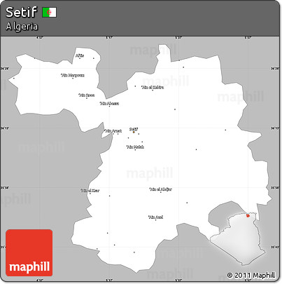 Gray Simple Map of Setif, single color outside