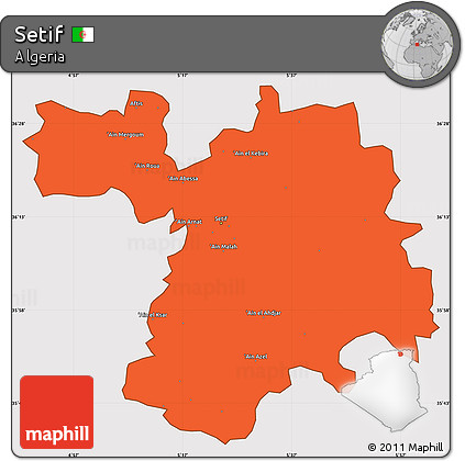 Political Simple Map of Setif, cropped outside