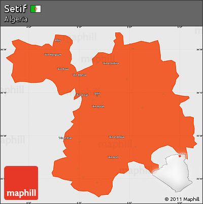 Political Simple Map of Setif, single color outside