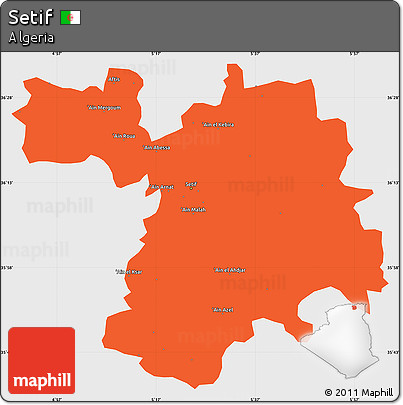 Political Simple Map of Setif, single color outside