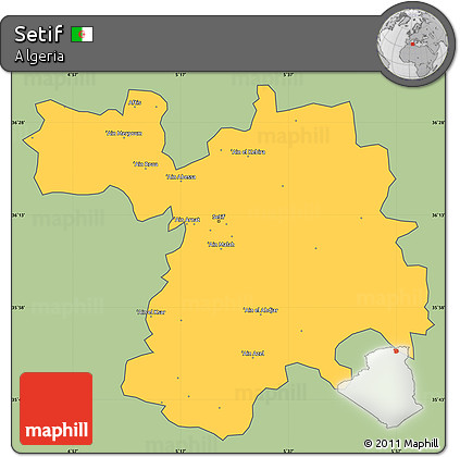 Savanna Style Simple Map of Setif, cropped outside