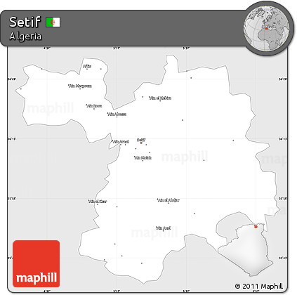 Silver Style Simple Map of Setif, single color outside