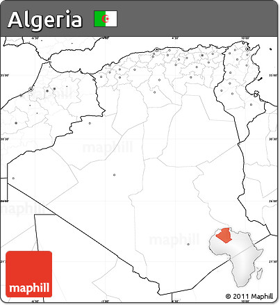 Blank Simple Map of Algeria, no labels