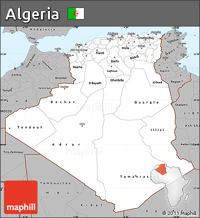 Gray Simple Map of Algeria