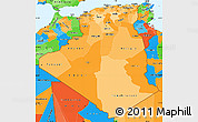 Political Shades Simple Map of Algeria, political outside