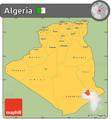 Savanna Style Simple Map of Algeria, cropped outside