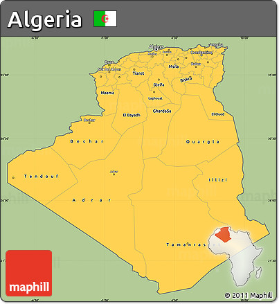 Savanna Style Simple Map of Algeria, cropped outside