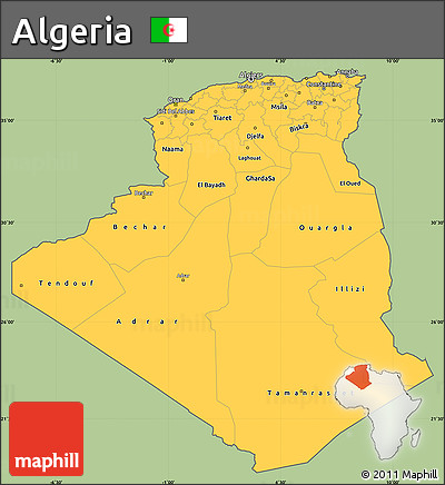 Savanna Style Simple Map of Algeria, cropped outside
