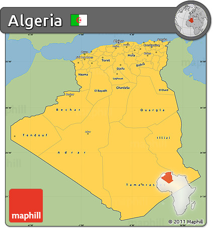 Savanna Style Simple Map of Algeria, single color outside