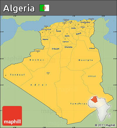 Savanna Style Simple Map of Algeria, single color outside