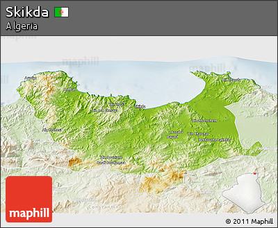 Physical 3D Map of Skikda, lighten