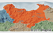 Political 3D Map of Skikda, semi-desaturated