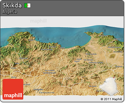 Satellite 3D Map of Skikda
