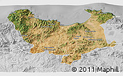 Satellite 3D Map of Skikda, lighten, desaturated