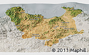 Satellite 3D Map of Skikda, lighten, semi-desaturated