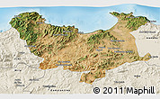 Satellite 3D Map of Skikda, shaded relief outside
