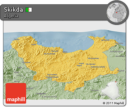 Savanna Style 3D Map of Skikda