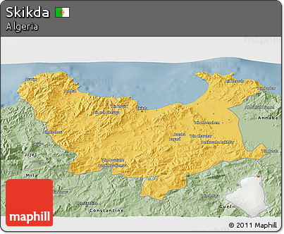 Savanna Style 3D Map of Skikda