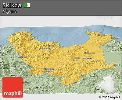 Savanna Style 3D Map of Skikda