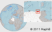 Gray Location Map of Skikda, highlighted country, hill shading