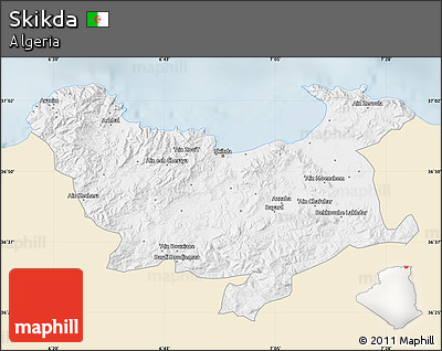Classic Style Map of Skikda, single color outside
